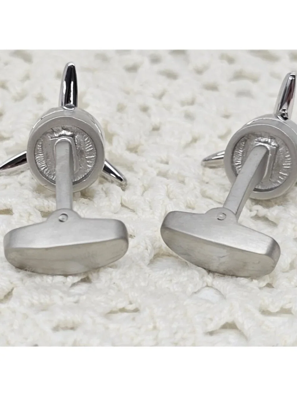 Vcufflinks Moving Propeller Cuff Links Silver Airplane Pilot Aviation Spinning